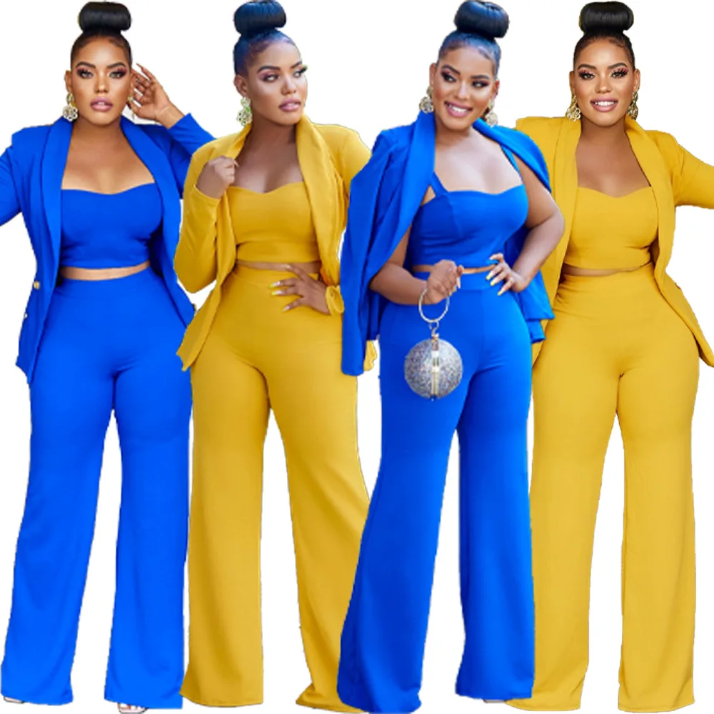 3 Piece Office Lady Outfit Women Long Sleeve Cardigan Blazer Top + Tank Crop Top + Long Flare Pants Autumn Winter Maching Sets
3 Piece Office Lady Outfit Women Long Sleeve Cardigan Blazer Top + Tank Crop Top + Long Flare Pants Autumn Winter Maching Sets