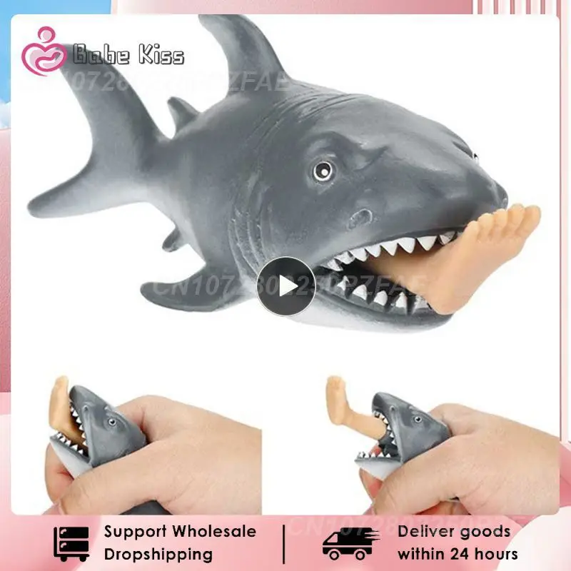 

1~6PCS Biting Leg Shark Squeeze Toy Elastic Stress Relief Toy Anti Stress Squeeze Toy Creative Gift Plastic Funny Spoof Trick