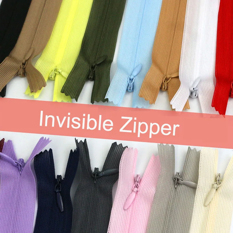 

100Pcs 3# Close-End Invisible Zippers Lace Nylon Coil Zipper 18cm/25cm/30cm/40cm/50cm/60cm for Sewing Craft Dress Clothes DIY