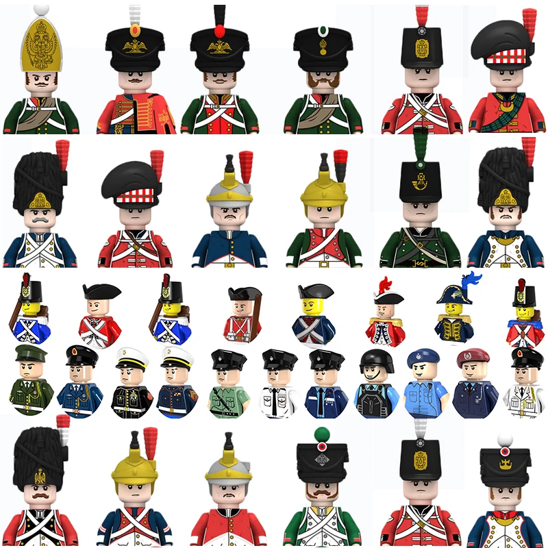 

Military Figure Building Block WW2 Napoleonic Wars British French Knight Soldier Navy Air Force Police Weapon Motorcycle Bricks