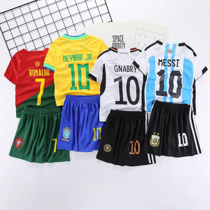 Football Jersey Tracksuit Child Kids Summer Sportswear Uniform Boys Girls Football Clothes sets Messi Ronaldo Neymar Gnabry
Football Jersey Tracksuit Child Kids Summer Sportswear Uniform Boys Girls Football Clothes sets Messi Ronaldo Neymar Gnabry