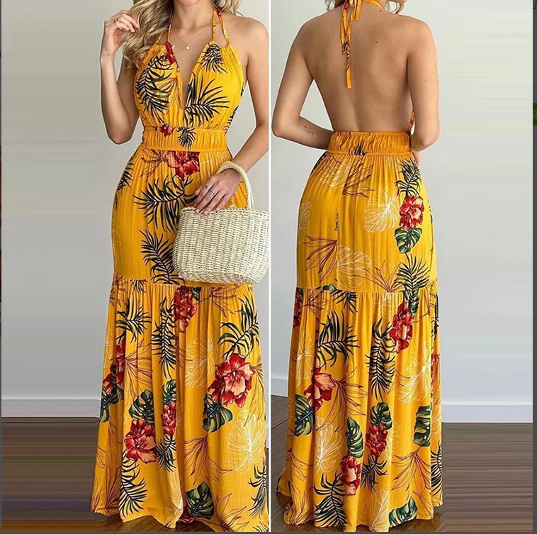 Women's Backless Dress with Large Size Bohemian Women's Floral Print Sundress Casual V-neck Dress Floral Butterfly Dress
Women's Backless Dress with Large Size Bohemian Women's Floral Print Sundress Casual V-neck Dress Floral Butterfly Dress