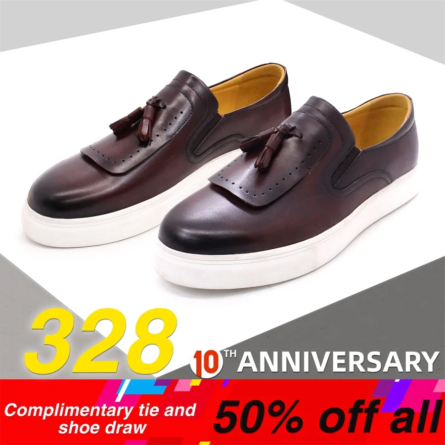 Leather Casual Shoes Tassels High-end Handmade Fashion Comfortable Flat Shoes Daily Walking Office Men's Loafers
Leather Casual Shoes Tassels High-end Handmade Fashion Comfortable Flat Shoes Daily Walking Office Men's Loafers