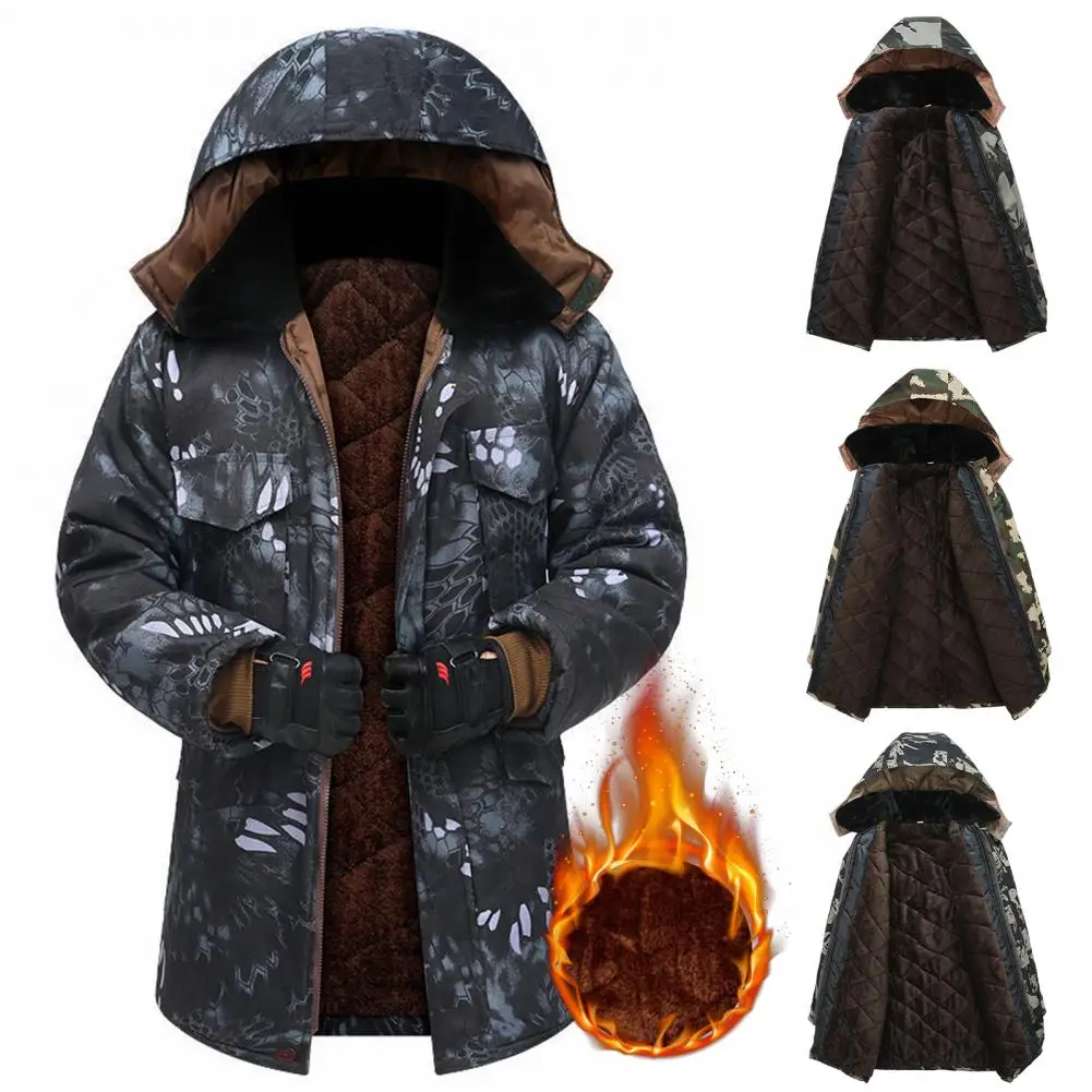 Men Coat Camouflage Smooth Zipper Long Sleeves Hooded Cold Proof Plus Size Plush Lining Labor Protection Jacket Work Clothes
Men Coat Camouflage Smooth Zipper Long Sleeves Hooded Cold Proof Plus Size Plush Lining Labor Protection Jacket Work Clothes