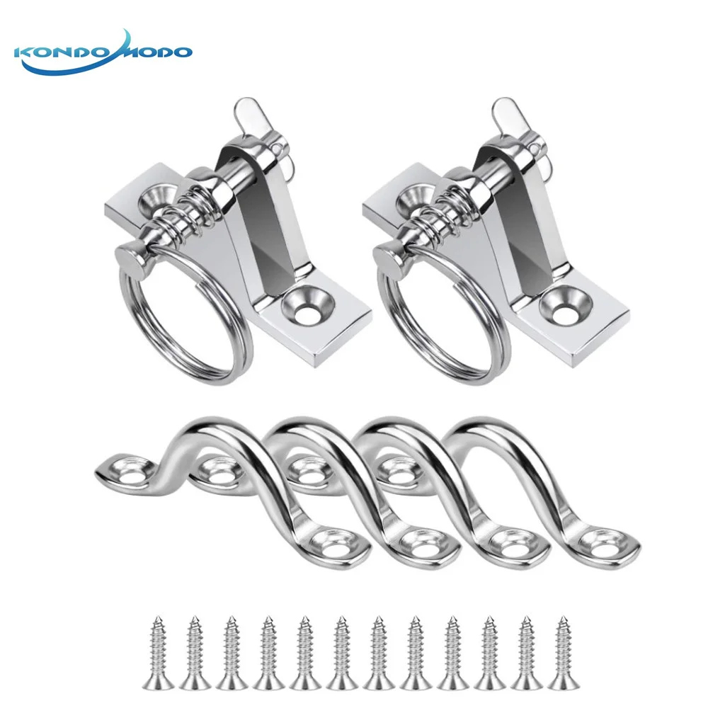 Marine Hardware Bimini Tops Sets Deck Hinge 316 Stainless Steel And 4 Packs 3/8 Inch Pad Eye Straps for Bimini Boat Top
Marine Hardware Bimini Tops Sets Deck Hinge 316 Stainless Steel And 4 Packs 3/8 Inch Pad Eye Straps for Bimini Boat Top