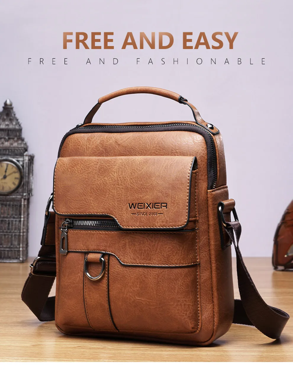 WEIXIER Men Crossbody Bag Shoulder Bags Vintage Men Handbags Large Capacity PU Leather Bag For Man Messenger Bags Tote Bag
WEIXIER Men Crossbody Bag Shoulder Bags Vintage Men Handbags Large Capacity PU Leather Bag For Man Messenger Bags Tote Bag