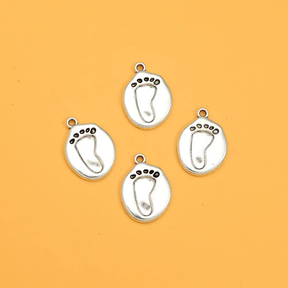 15pcs/Lots 14x19mm Antique Footprint Charms Baby Newborn Pendants For DIY Earring Necklace Jewelry Making Supplies Accessories
15pcs/Lots 14x19mm Antique Footprint Charms Baby Newborn Pendants For DIY Earring Necklace Jewelry Making Supplies Accessories