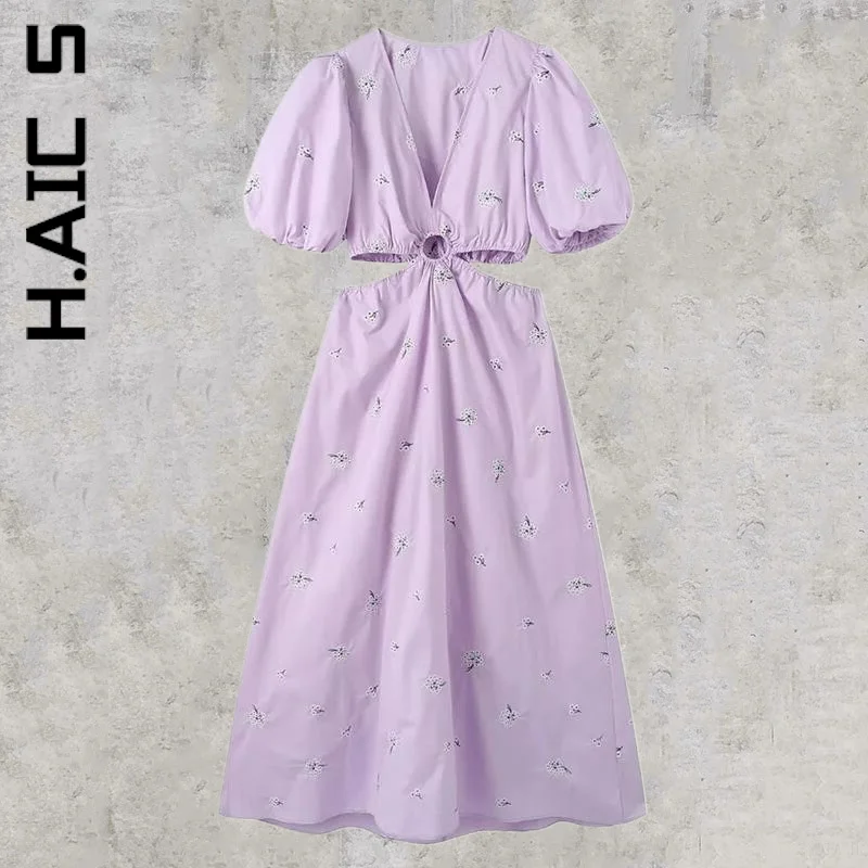 H.Aic S Dress Women New Floral Embroidery Poplin Hollow Out Midi Dress Puff Sleeve Backless Dresses Chic Woman Vestidos Female
H.Aic S Dress Women New Floral Embroidery Poplin Hollow Out Midi Dress Puff Sleeve Backless Dresses Chic Woman Vestidos Female
