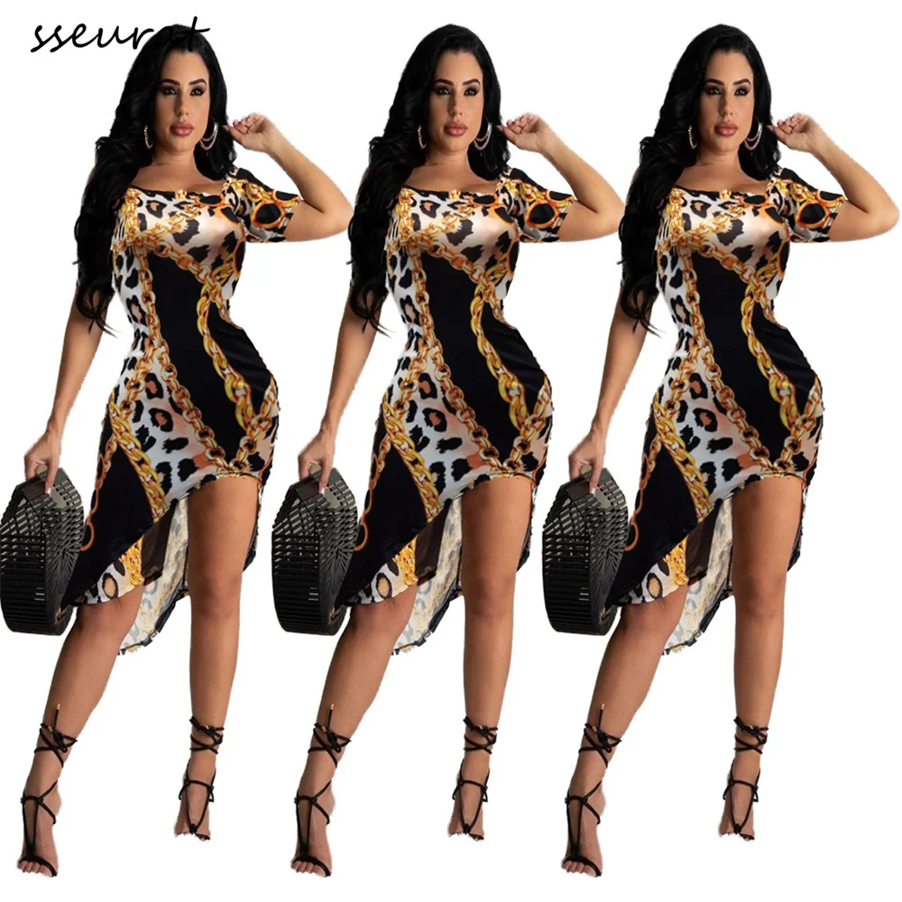 SSEURAT Fashionable Print Short Sleeve Bodycon Irregular Dress Summer Women Elegant Pencil Party Evening Dresses
SSEURAT Fashionable Print Short Sleeve Bodycon Irregular Dress Summer Women Elegant Pencil Party Evening Dresses