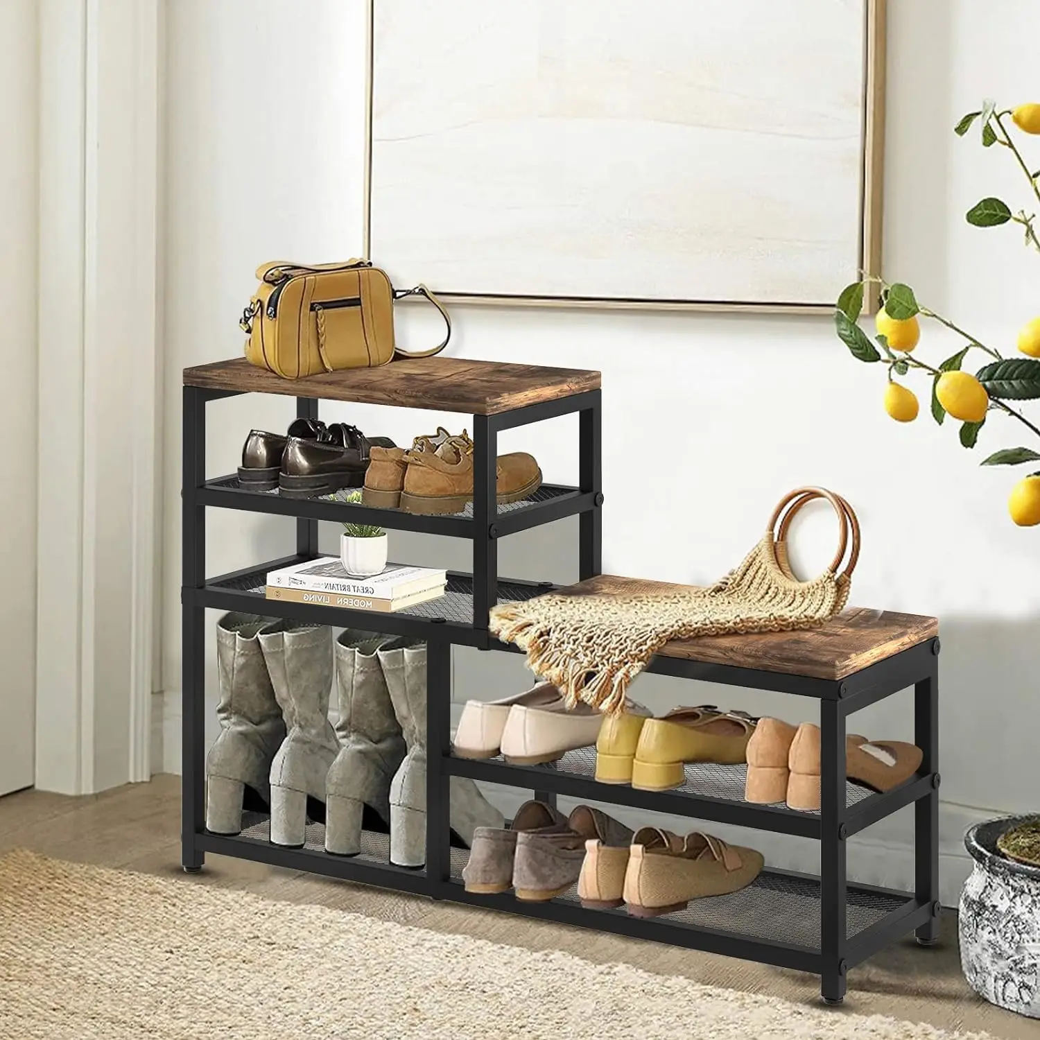 Shoe Rack Bench Shoe Storage Organizer with Seat, 5-Tier Industrial Free Standing Shoe Rack for Entryway
Shoe Rack Bench Shoe Storage Organizer with Seat, 5-Tier Industrial Free Standing Shoe Rack for Entryway