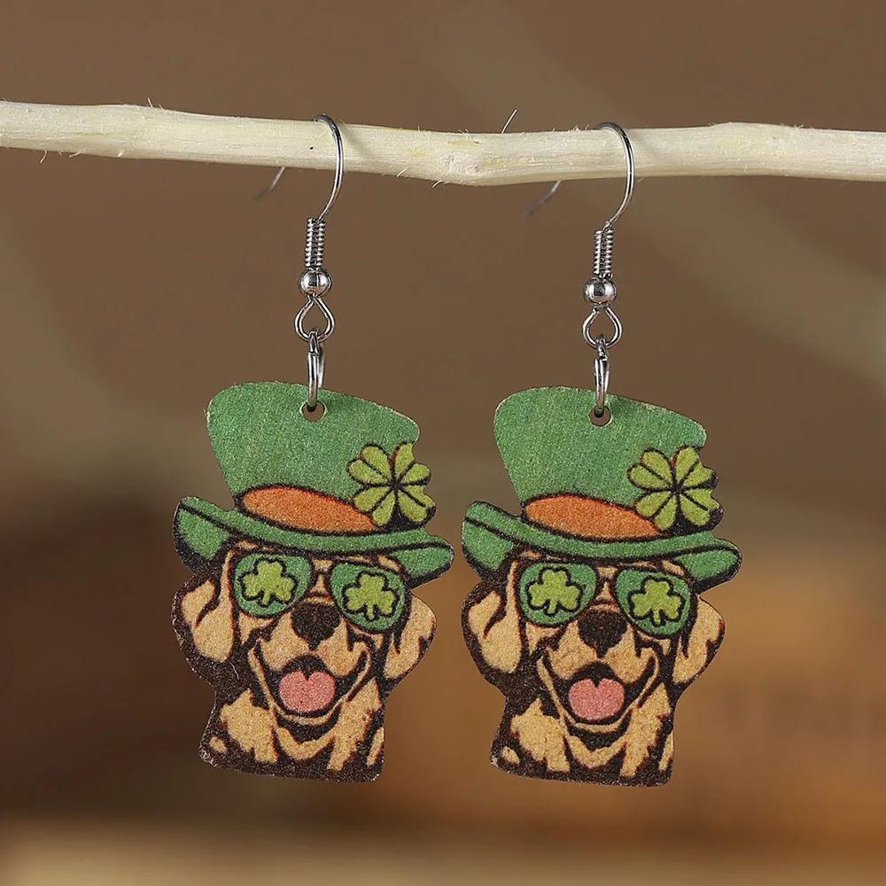 Irish Green Gentleman Hat Dog Earrings For Girl Double sided Wood Saint Patrick Cute Hat Cat Tassel Lucky Grass Jewelry Gift
Irish Green Gentleman Hat Dog Earrings For Girl Double sided Wood Saint Patrick Cute Hat Cat Tassel Lucky Grass Jewelry Gift