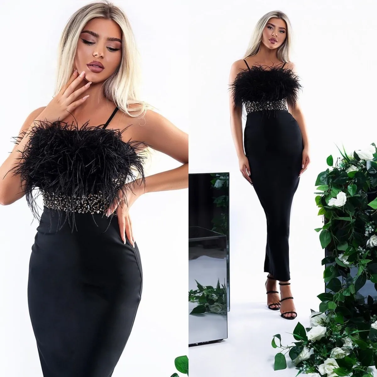Formal Ankle Length Spaghetti Strap Evening Dresses Furs Beads Sleeveless Prom Gowns Fashion Satin Custom Made Party Dress
Formal Ankle Length Spaghetti Strap Evening Dresses Furs Beads Sleeveless Prom Gowns Fashion Satin Custom Made Party Dress