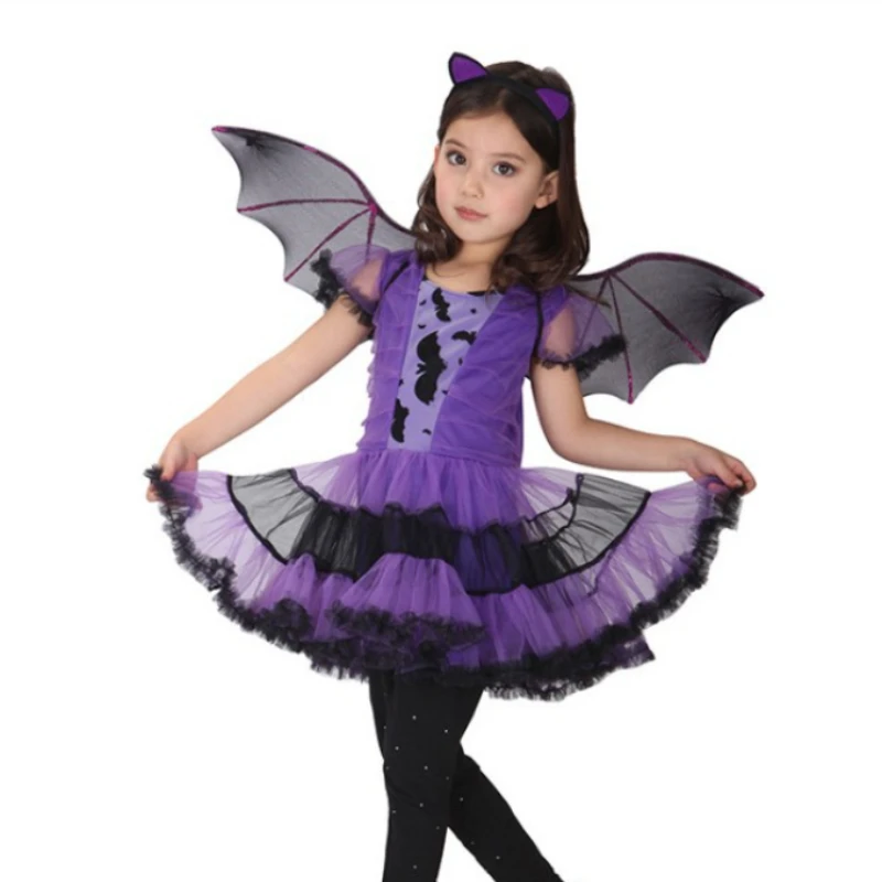 Halloween Kids Costumes Witch Show Stage Masquerade Costumes Little Girl Purple Bat Skirt Girls Skirt Party Elf Wacky Clothes 
Halloween Kids Costumes Witch Show Stage Masquerade Costumes Little Girl Purple Bat Skirt Girls Skirt Party Elf Wacky Clothes