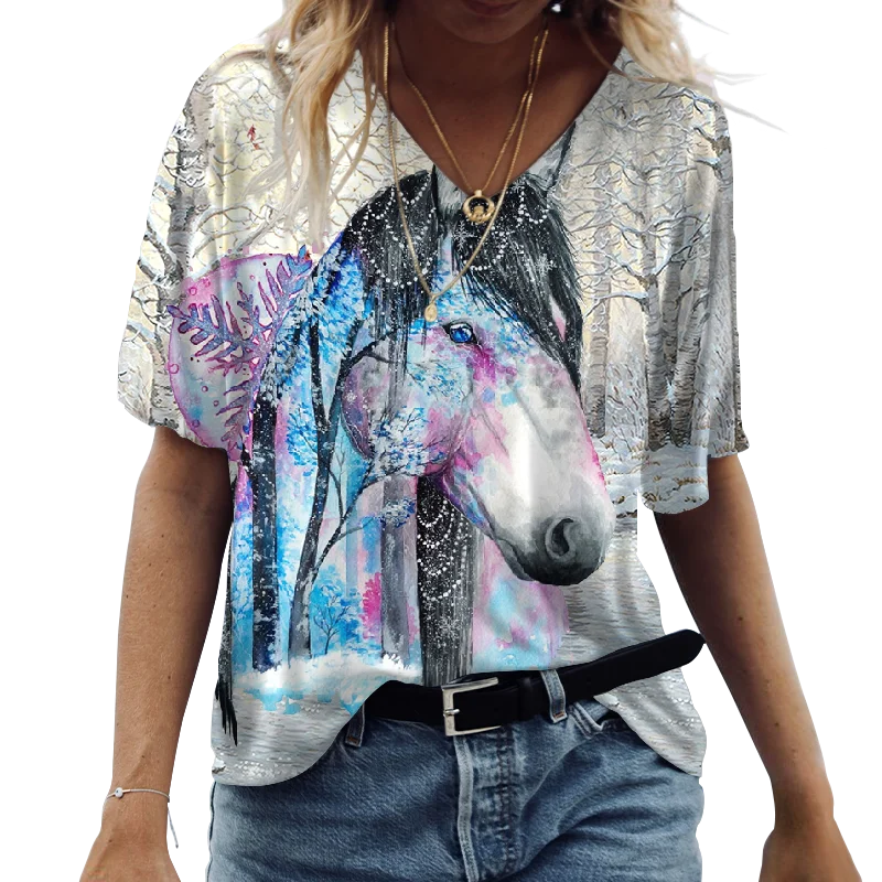 Animal Horse Print T-Shirt Women's Graphic Abstract Print Home Everyday T-Shirts Women's Harajuku Casual Loose T-Shirts
Animal Horse Print T-Shirt Women's Graphic Abstract Print Home Everyday T-Shirts Women's Harajuku Casual Loose T-Shirts