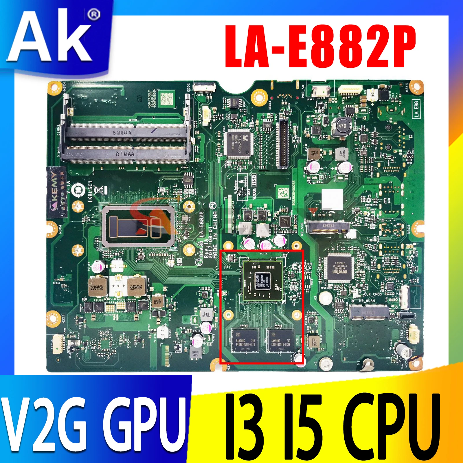 

LA-E882P for Lenovo AIO 520-22IKU 520-24IKU All-in-One motherboard Mainboard with 4405U 4415U I3 I5 CPU DDR4 V2G GPU
