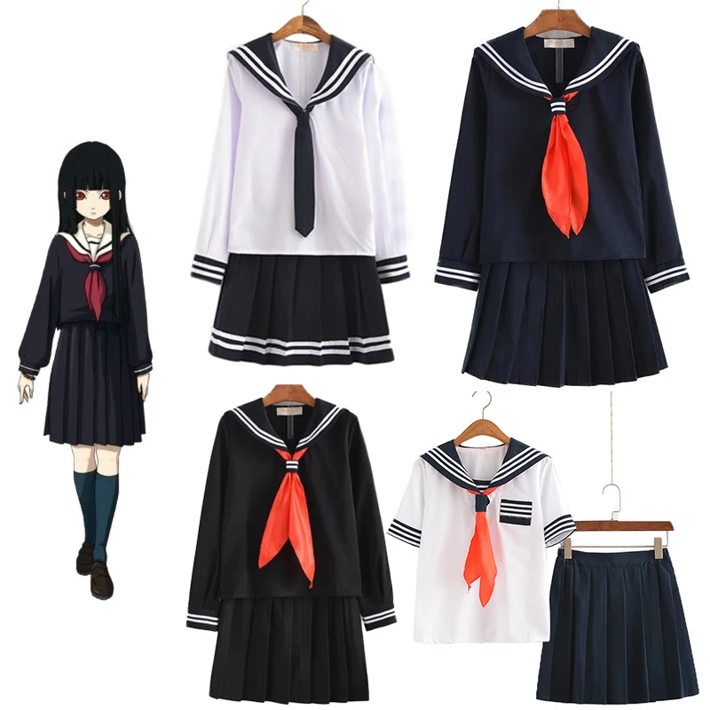 JK School Uniform S-3XL Jigoku Shoujo Enma Ai Summer Sailor Suit Students Cloth Tops Skirts Sweater Anime Cosplay Costumes
JK School Uniform S-3XL Jigoku Shoujo Enma Ai Summer Sailor Suit Students Cloth Tops Skirts Sweater Anime Cosplay Costumes