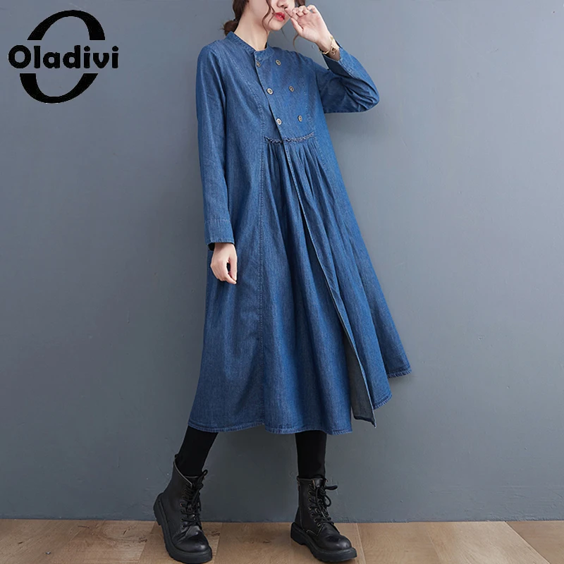 Женские джинсовые платья Oladivi, большие размеры, весна-осень 2022, джинсовые платья с длинным рукавом, женские платья 3251
Женские джинсовые платья Oladivi, большие размеры, весна-осень 2022, джинсовые платья с длинным рукавом, женские платья 3251