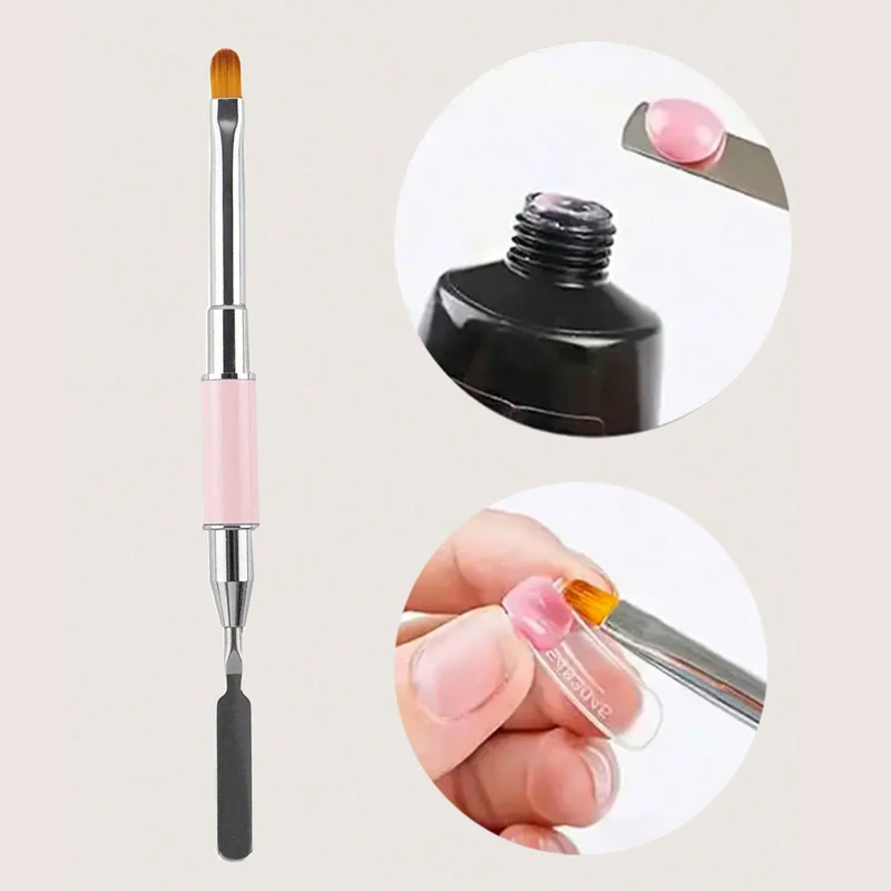 

Dual Ended Poly Nail Extension Gel Brush Pink Acrylic UV Builder Drawing Painting Pen Spatula Nail Art Manicure Tools