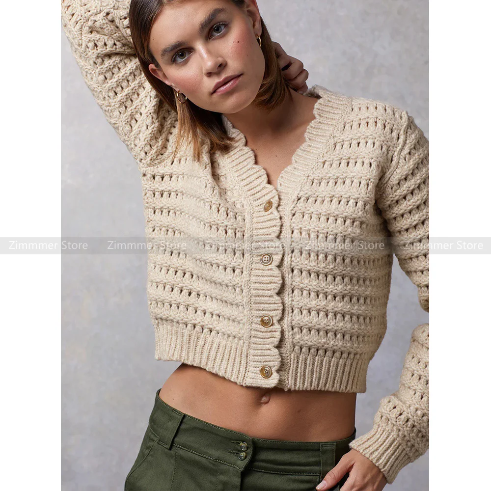French R@u23 years autumn and winter new wool blend hollow crochet V-neck long-sleeved knitted cardigan jacket women
French R@u23 years autumn and winter new wool blend hollow crochet V-neck long-sleeved knitted cardigan jacket women