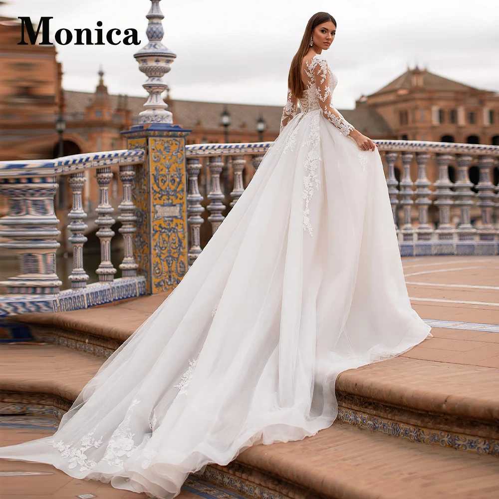 MONICA Charming Strapless Full Sleeve Lace Up Wedding Gown Tulle For Bride Floral Print Made To Order Vestido De Casamento Pleat
MONICA Charming Strapless Full Sleeve Lace Up Wedding Gown Tulle For Bride Floral Print Made To Order Vestido De Casamento Pleat
