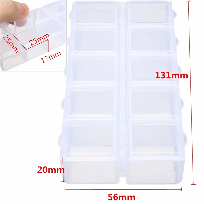 Double Sides 10 Slots Compartment Plastic Jewelry Storage Box Clear Tool Case Plastic Box Pills Drugs Container
Double Sides 10 Slots Compartment Plastic Jewelry Storage Box Clear Tool Case Plastic Box Pills Drugs Container