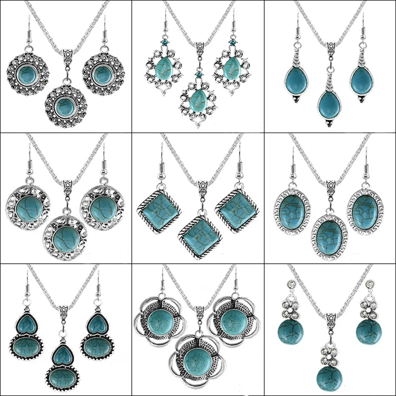 ERH-L104C Turquoises Jewelry Sets Round Dome Green Stone Dangle Earrings Pendant Necklace Party Women Jewellery
ERH-L104C Turquoises Jewelry Sets Round Dome Green Stone Dangle Earrings Pendant Necklace Party Women Jewellery