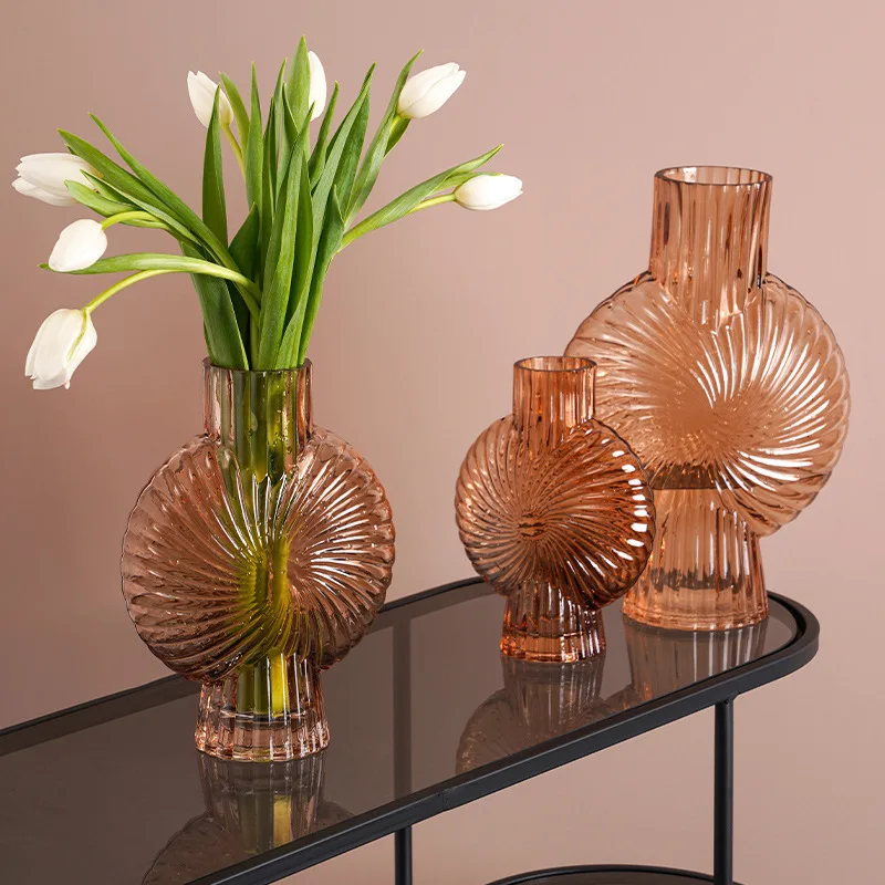 

Стеклянная ваза в стиле Ins, стеклянные прозрачные засушенные цветы для гостиной, аксессуары для украшения дома, цветочные вазы с широким гор...