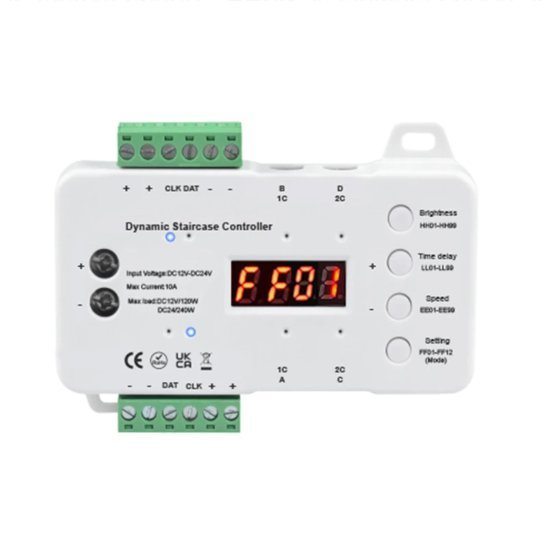 10A 240W PIR Motion Sensor Stair Step LED COB Single Color Light Strip Smart Dimmer Controller DC 12V 24V(RL-STEP-05)
10A 240W PIR Motion Sensor Stair Step LED COB Single Color Light Strip Smart Dimmer Controller DC 12V 24V(RL-STEP-05)
