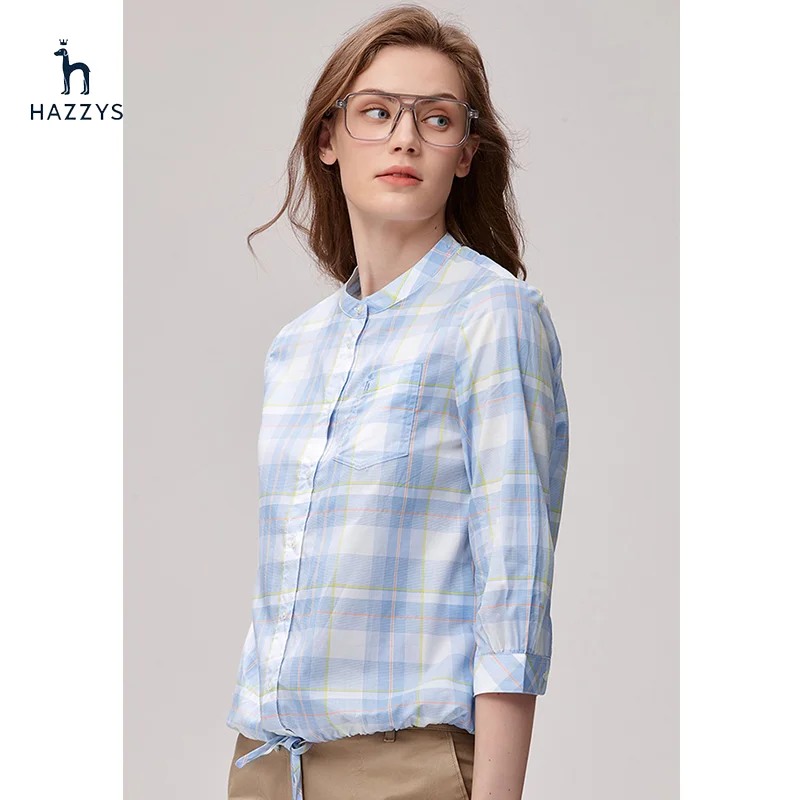 Hazzys new women's spring shirt British style blue plaid shirt casual trendy tops commuter short-sleeved
Hazzys new women's spring shirt British style blue plaid shirt casual trendy tops commuter short-sleeved