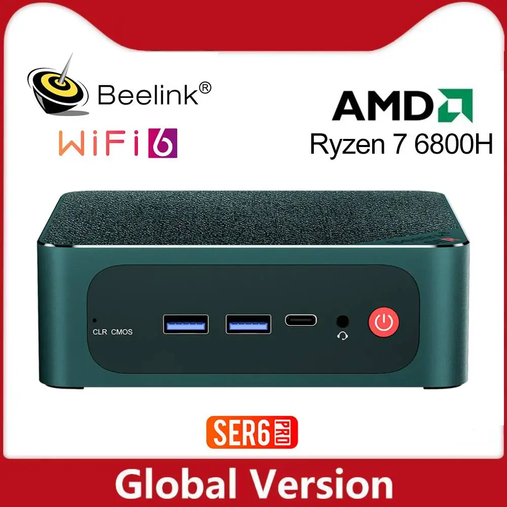 Beelink SER6 Pro AMD Ryzen 7 6800H Mini PC Win 11 Pro RDNA2 DDR5 32GB SSD 500GB NVME Wifi6 LAN 2.5G Gaming Computer
Beelink SER6 Pro AMD Ryzen 7 6800H Mini PC Win 11 Pro RDNA2 DDR5 32GB SSD 500GB NVME Wifi6 LAN 2.5G Gaming Computer