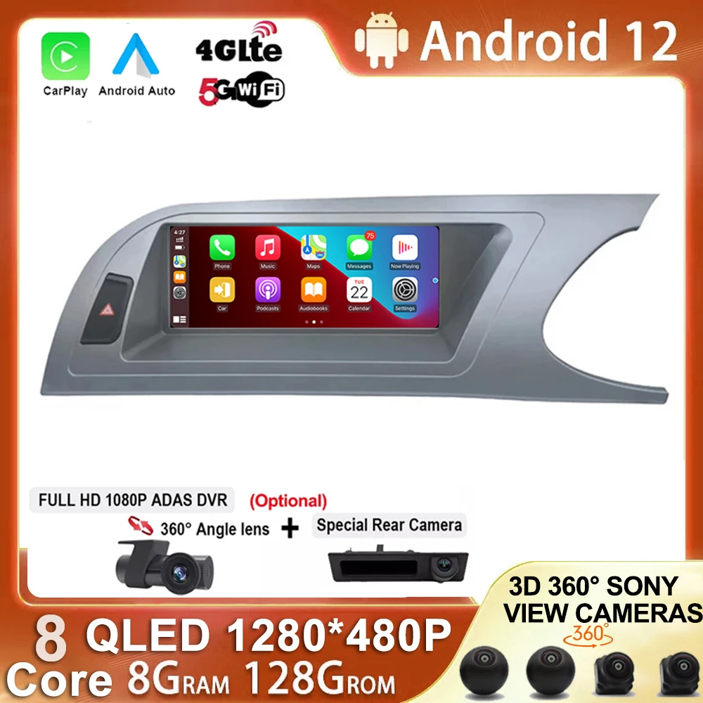 RHD 8,8 ''Android 12 QLED Экран Автомобильные аксессуары мультимедийные Carplay мониторы аудио радио плеер для Audi A4 A5 B8 2009 - 2012
RHD 8,8 ''Android 12 QLED Экран Автомобильные аксессуары мультимедийные Carplay мониторы аудио радио плеер для Audi A4 A5 B8 2009 - 2012