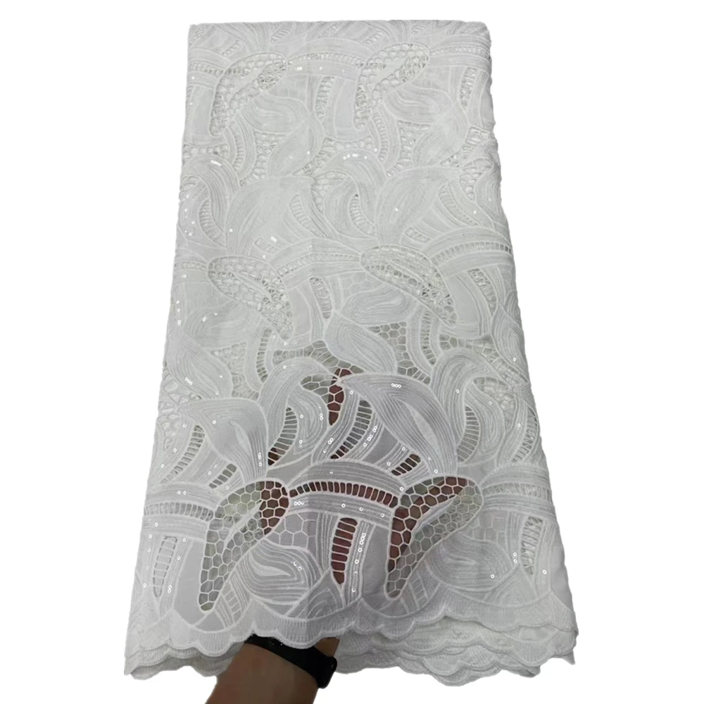 Nigerian Lace Fabric 2022 High Quality Embroidery For Women Party Dresses Cotton Lace Brocade Fabric With Sequins For Sewing 
Nigerian Lace Fabric 2022 High Quality Embroidery For Women Party Dresses Cotton Lace Brocade Fabric With Sequins For Sewing