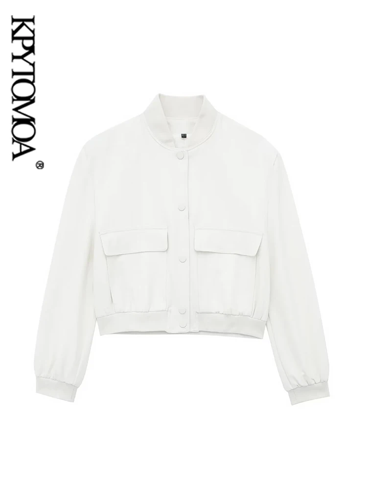 KPYTOMOA Women Fashion With Pockets Cropped Bomber Jacket Coat Vintage Long Sleeve Snap-button Female Outerwear Chic Tops
KPYTOMOA Women Fashion With Pockets Cropped Bomber Jacket Coat Vintage Long Sleeve Snap-button Female Outerwear Chic Tops