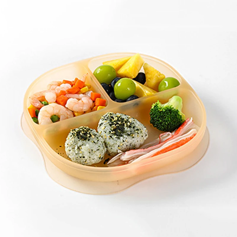 

Baby Silicone Dinner Plate With Cover Children's Strong Suction Cup Dishes Tray Kid Non-Slip Tableware Set BPA Free