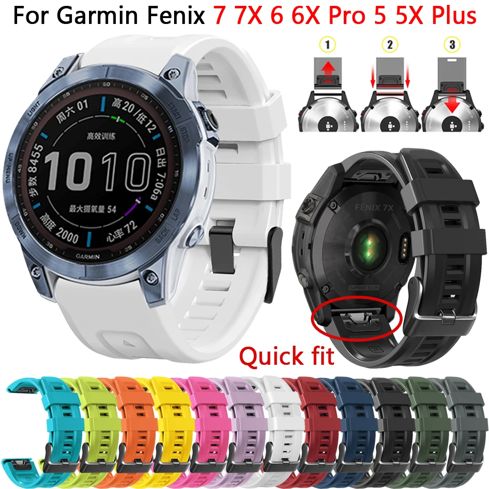 

Quickfit Watchband Strap For Garmin Fenix 7 7X 6 6X Pro 5 5X 3 HR Silicone Bands 22 26mm Enduro Epix Gen 2 Mk1 Mk2i 955 Bracelet