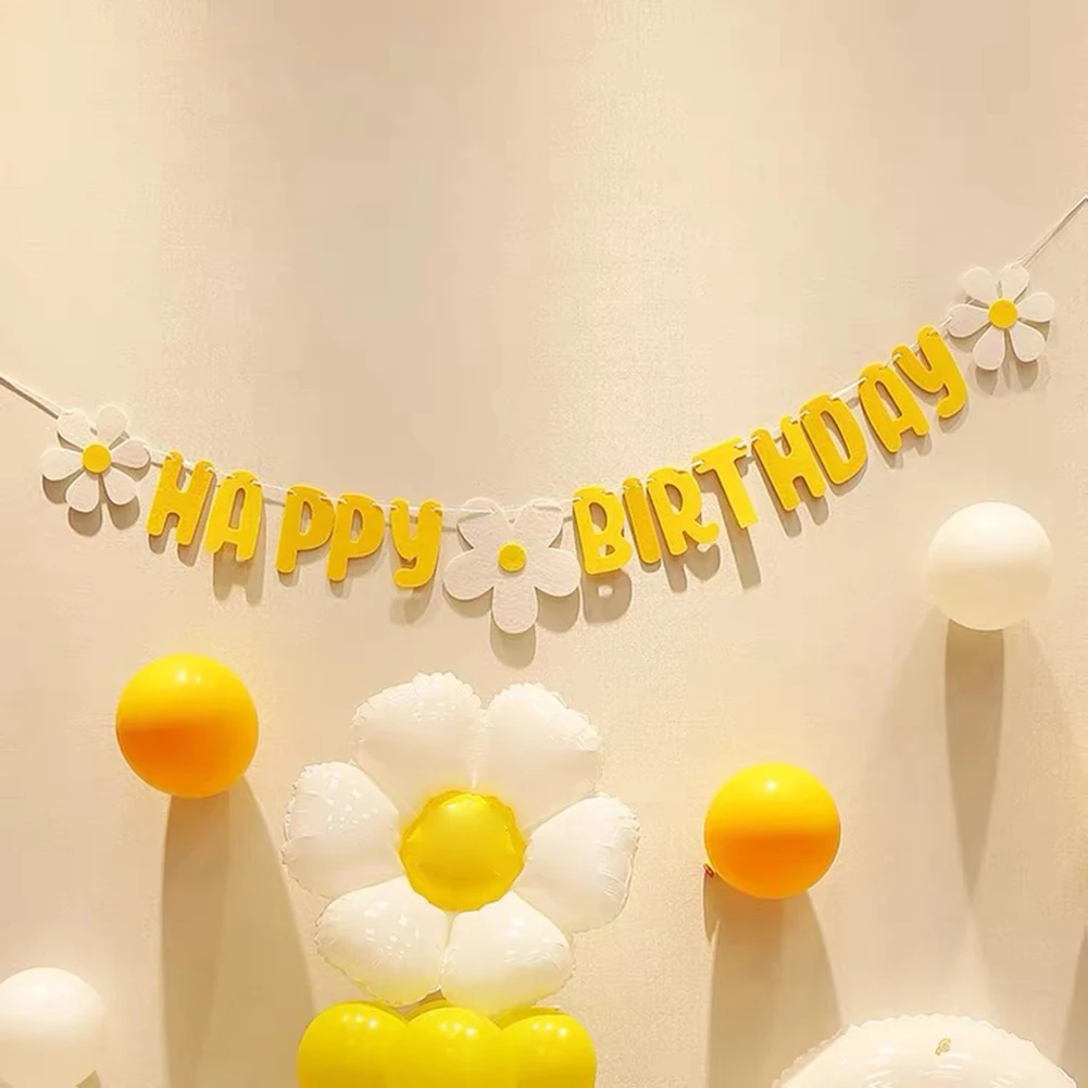 Ins Baby Shower Non Woven Daisy Happy Birthday Banner White Flower Garland Yellow Flag
Ins Baby Shower Non Woven Daisy Happy Birthday Banner White Flower Garland Yellow Flag