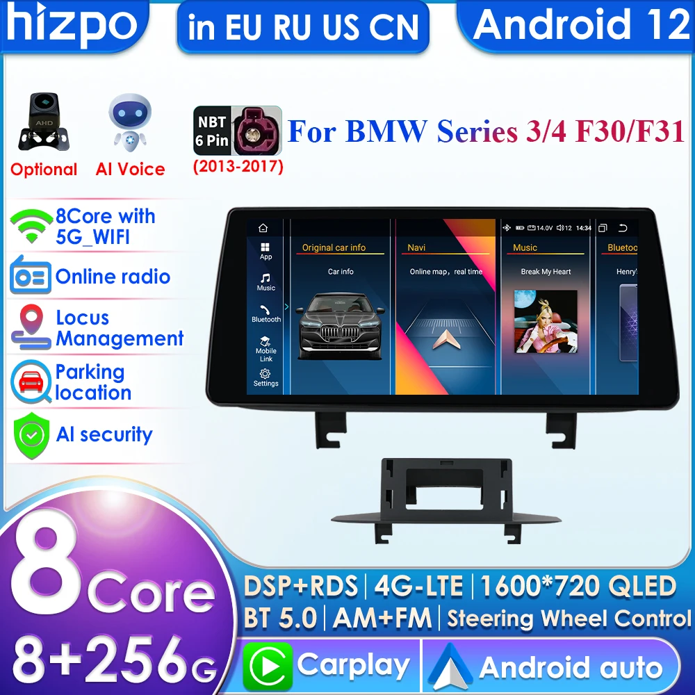 

2din Android Autoradio for BMW 3/4 Series F30 F31 2013 - 2017 NBT Car Radio Multimedia Video Player GPS Nav Head Unit Carplay 4G