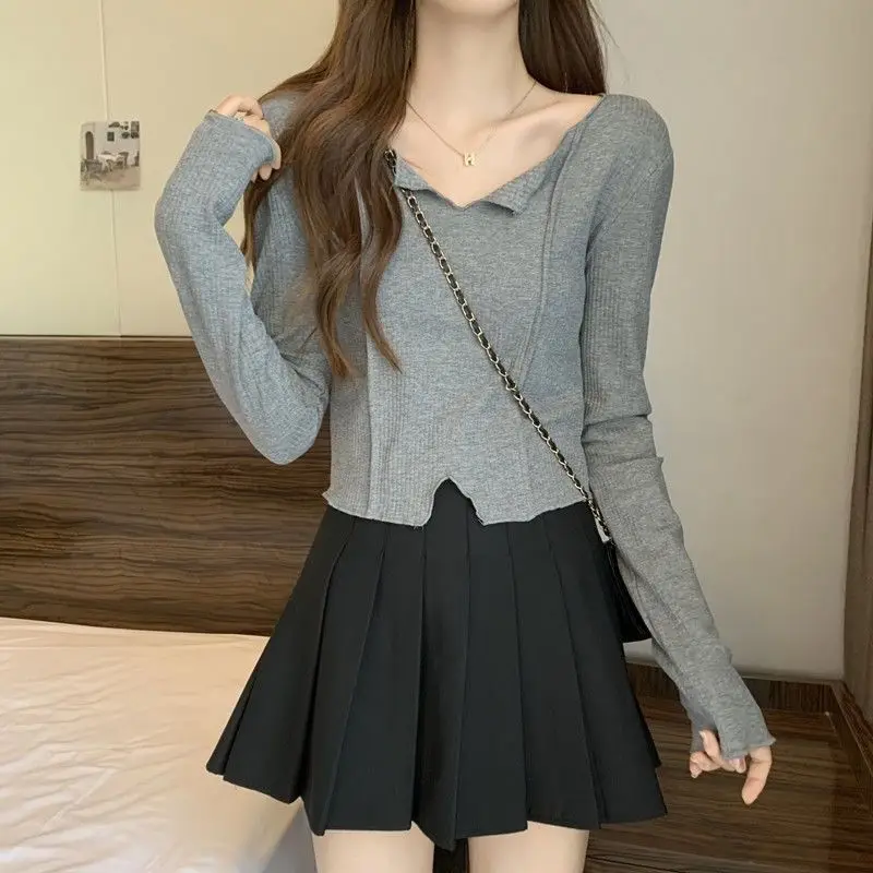 Spring Autumn Fashion Woman Women's Casual Slim Knitted Irregular Solid Lapel Collar Top Soft Solid Simple Pullover Sexy
Spring Autumn Fashion Woman Women's Casual Slim Knitted Irregular Solid Lapel Collar Top Soft Solid Simple Pullover Sexy