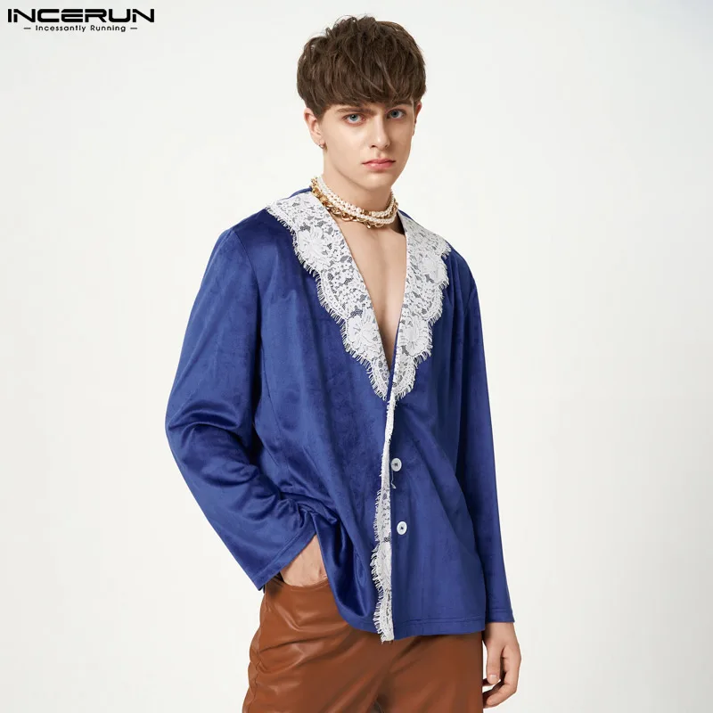 Stylish Well Fitting Tops INCERUN Men's Lace Collar Spliced Shirts Casual Party Male Solid Color Long Sleeve Blouse Coats S-5XL
Stylish Well Fitting Tops INCERUN Men's Lace Collar Spliced Shirts Casual Party Male Solid Color Long Sleeve Blouse Coats S-5XL