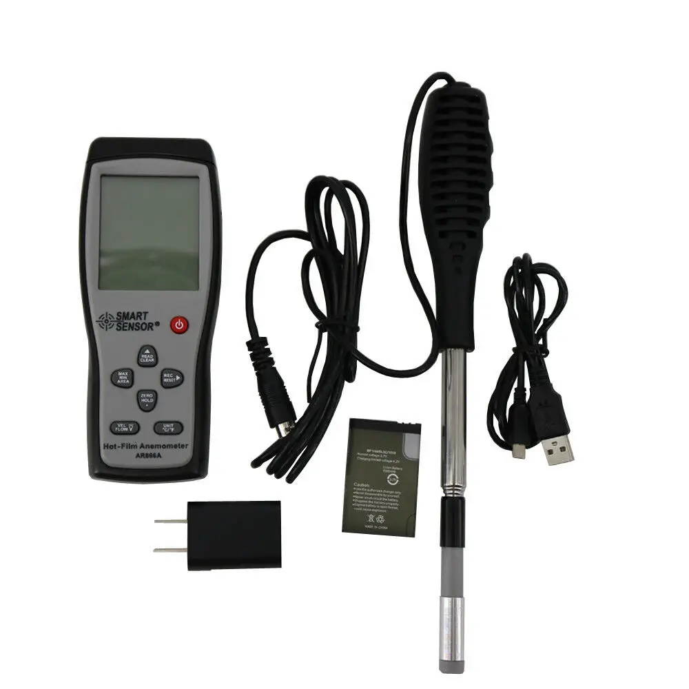 AR866A Hot Wire Thermo-Anemometer Air Flow Tester Wind Speed Meter Hot-Film Anemometer Wind Speed and Wind Temperature Tester
AR866A Hot Wire Thermo-Anemometer Air Flow Tester Wind Speed Meter Hot-Film Anemometer Wind Speed and Wind Temperature Tester