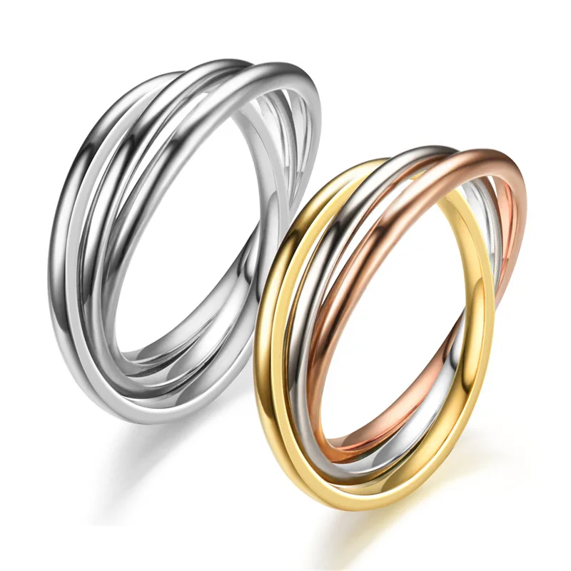 

Кольцо с замком для мужчин и женщин, Подарочная бижутерия, классическое свадебное кольцо из нержавеющей стали с тройным кольцом, влюбленное...