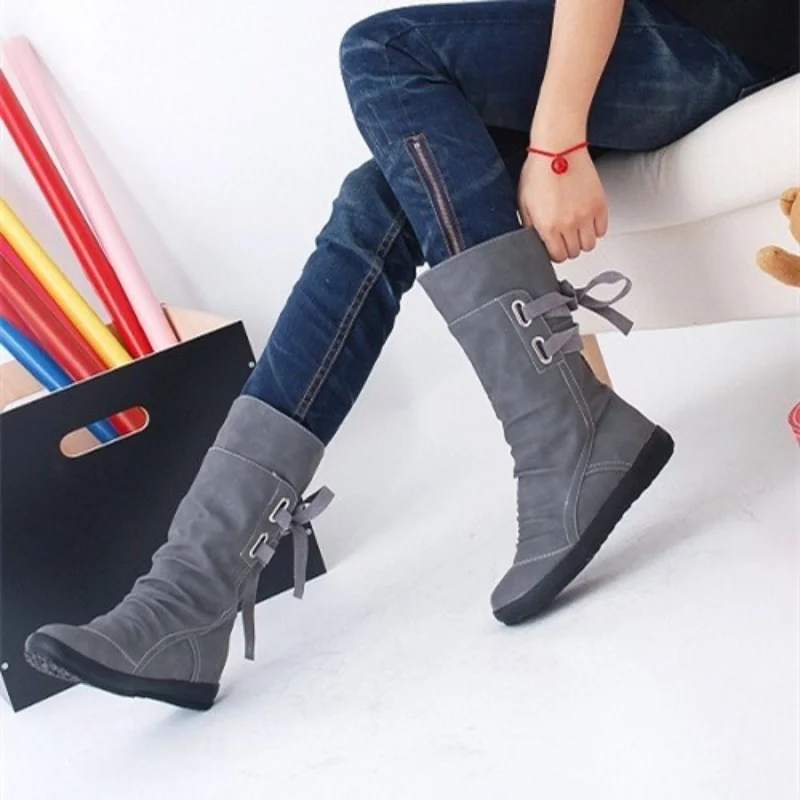 Women Fashion Mid-Calf Boots Platform Botas Slip on Lace-up Solid Flat Heels Ladies Casual Warm Shoes Mujer Zapatos
Women Fashion Mid-Calf Boots Platform Botas Slip on Lace-up Solid Flat Heels Ladies Casual Warm Shoes Mujer Zapatos
