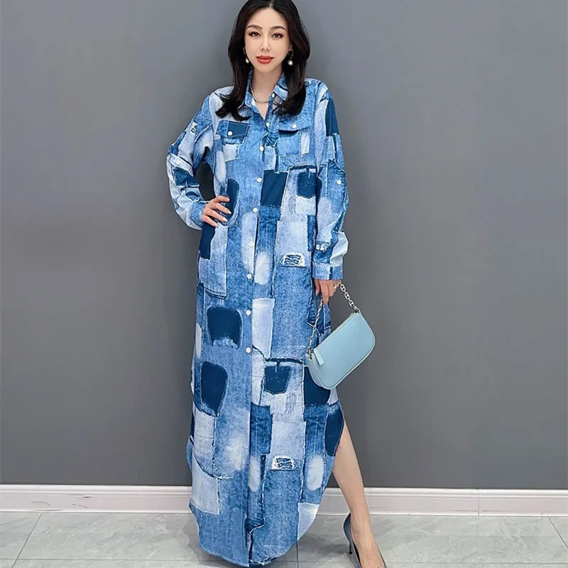 2023 Summer Autumn Thin Denim Dress Patches Long Sleeve Shirt Dress Polo Collar Casual Loose Dress vestido de verano para mujer
2023 Summer Autumn Thin Denim Dress Patches Long Sleeve Shirt Dress Polo Collar Casual Loose Dress vestido de verano para mujer