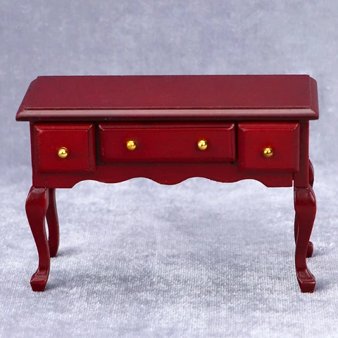 Деревянный стол для кукольного домика в масштабе 1:12, письменный учебный стол, стол для макияжа, Игрушечная модель мебели