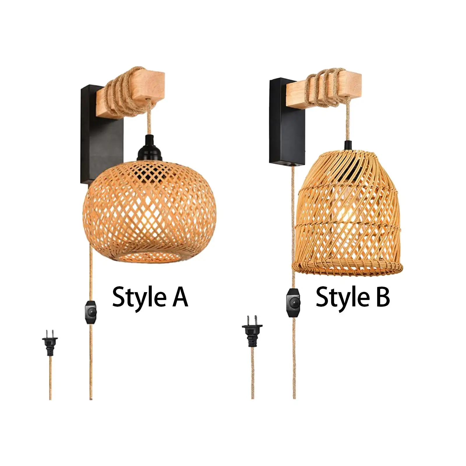 Wall Light Dimmable Switch Lampshade Plug in Wall Sconce Rattan Wall Lamp for Bedroom Living Room Bedside Restaurant Hotel House
Wall Light Dimmable Switch Lampshade Plug in Wall Sconce Rattan Wall Lamp for Bedroom Living Room Bedside Restaurant Hotel House