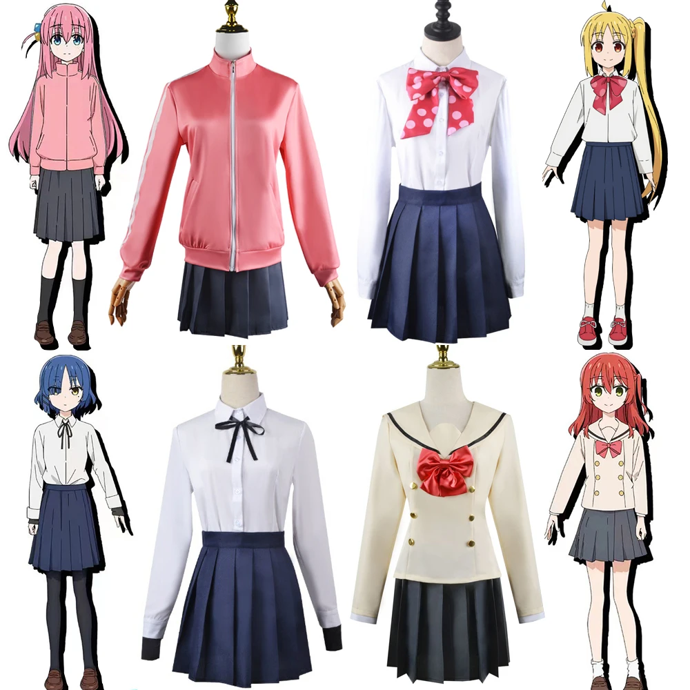 

BOCCHI THE ROCK! Hitori Gotoh Ijichi Nijika Yamada Ryo Kita Ikuyo Cosplay Costume JK Uniform Set Woman Jacket Pleated Skirt