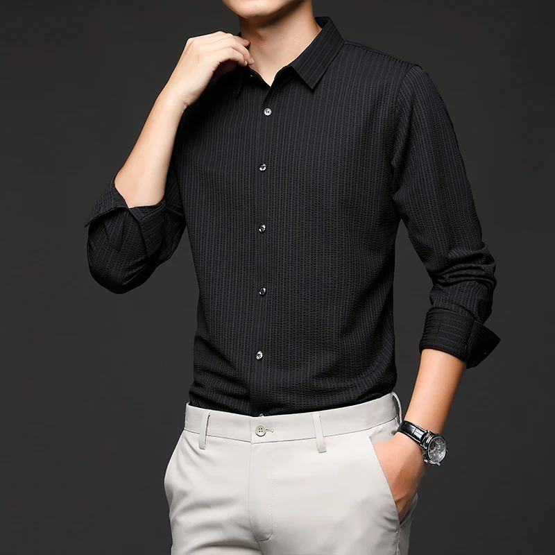 Spring Long-Sleeved Men's Shirt Leisure Iron-Free Anti-Wrinkle Striped Shirt Affordable Luxury Fashion Top Men
Spring Long-Sleeved Men's Shirt Leisure Iron-Free Anti-Wrinkle Striped Shirt Affordable Luxury Fashion Top Men