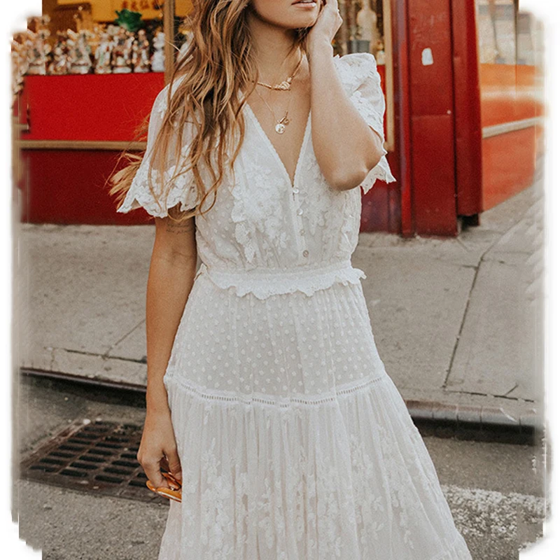 Elegant White Dress Women Long Lace Dress V-Neck Lace Cross Hollow Out Semi-Sheer Plunge Maxi Dress Princess Vestidos
Elegant White Dress Women Long Lace Dress V-Neck Lace Cross Hollow Out Semi-Sheer Plunge Maxi Dress Princess Vestidos
