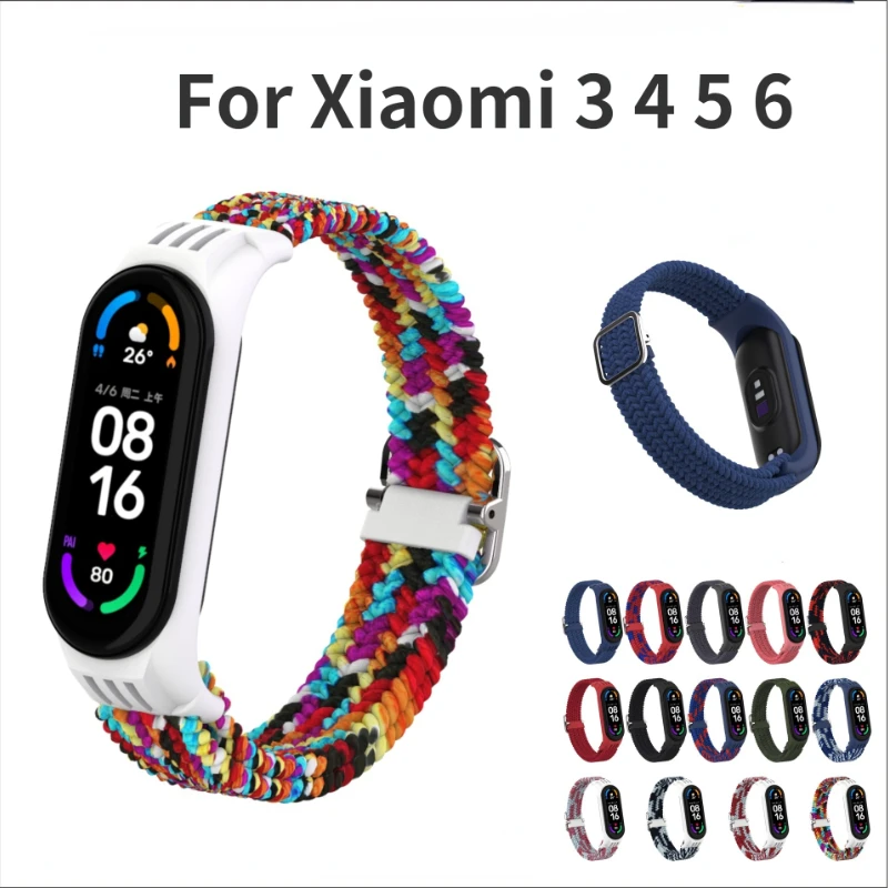 

Bracelet for Mi band 6 Strap Elastic adjustable Nylon Braided Miband4 miband 5 correa Wristband for xiaomi Mi band 4 3 5 6 strap