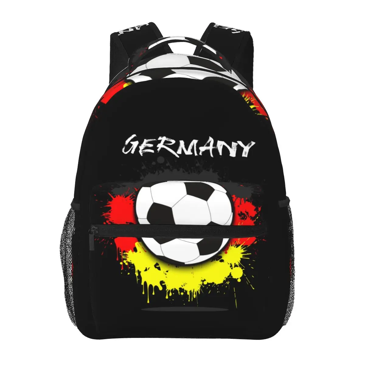 

Women Men Backpack Germany Flag Soccer Ball Against Pattern Travel Female Bag Male Laptop Backpack Book Bag